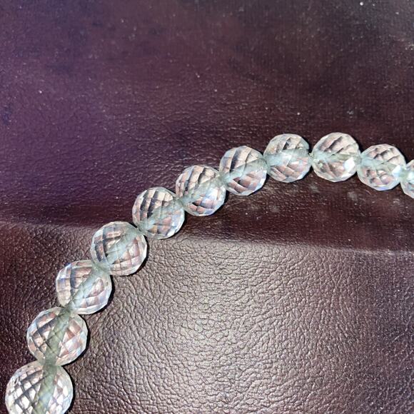 Vintage 1950’s Faceted Crystal Glass Bead Necklace 17” W/ Sterling Silver Clasp - Picture 6 of 7